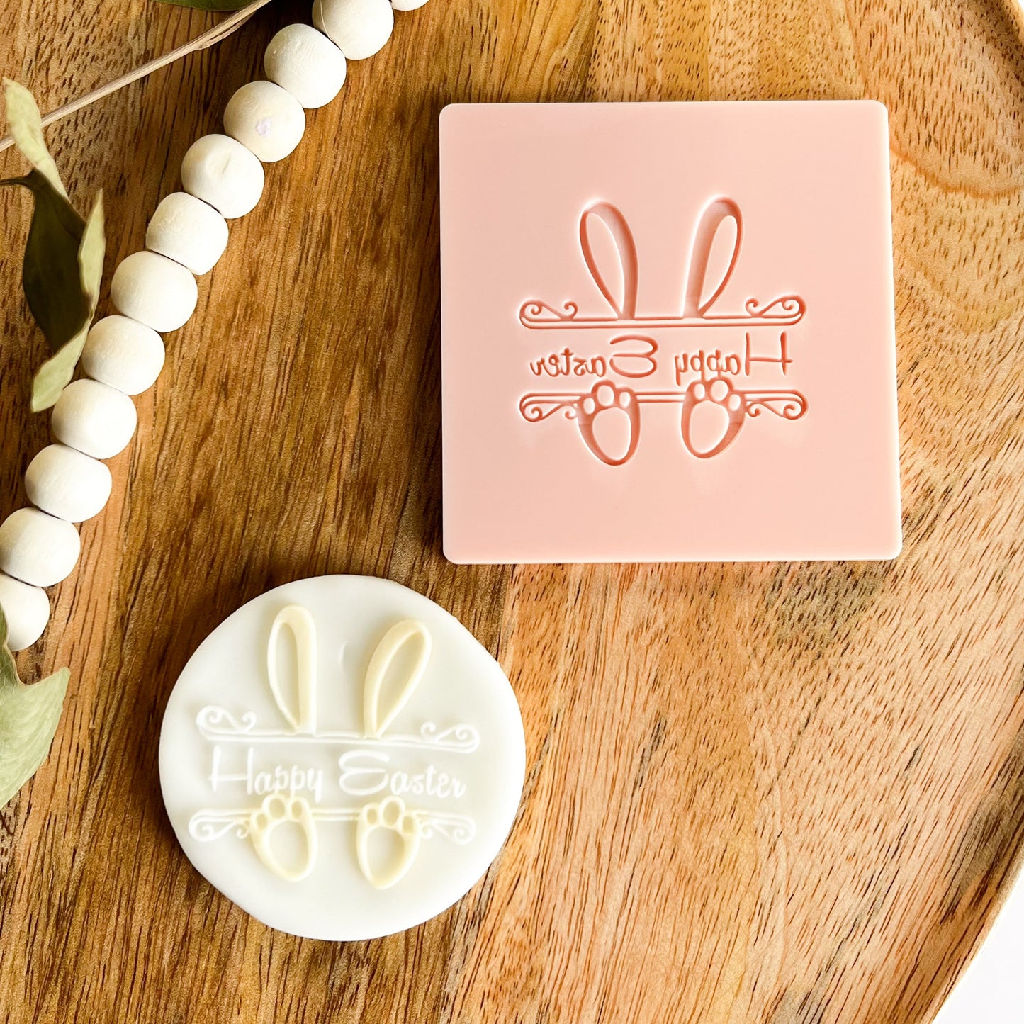 Happy Easter Bunny embossed cookie cutter – a fun and festive design for Easter cookies.