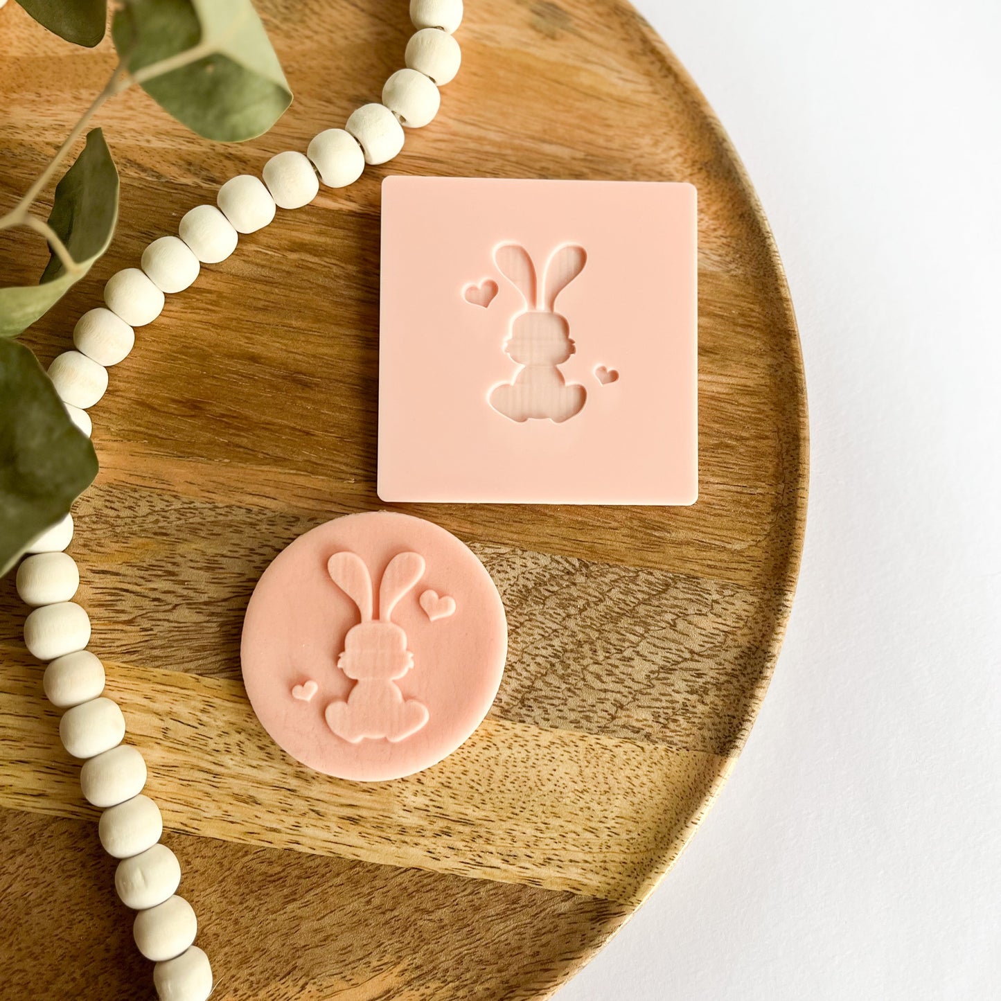 Bunny Love embossed cookie cutter – an adorable Easter and spring-themed cookie decoration tool.