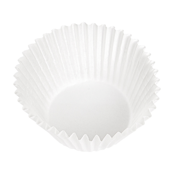White cupcake liner on a white background
