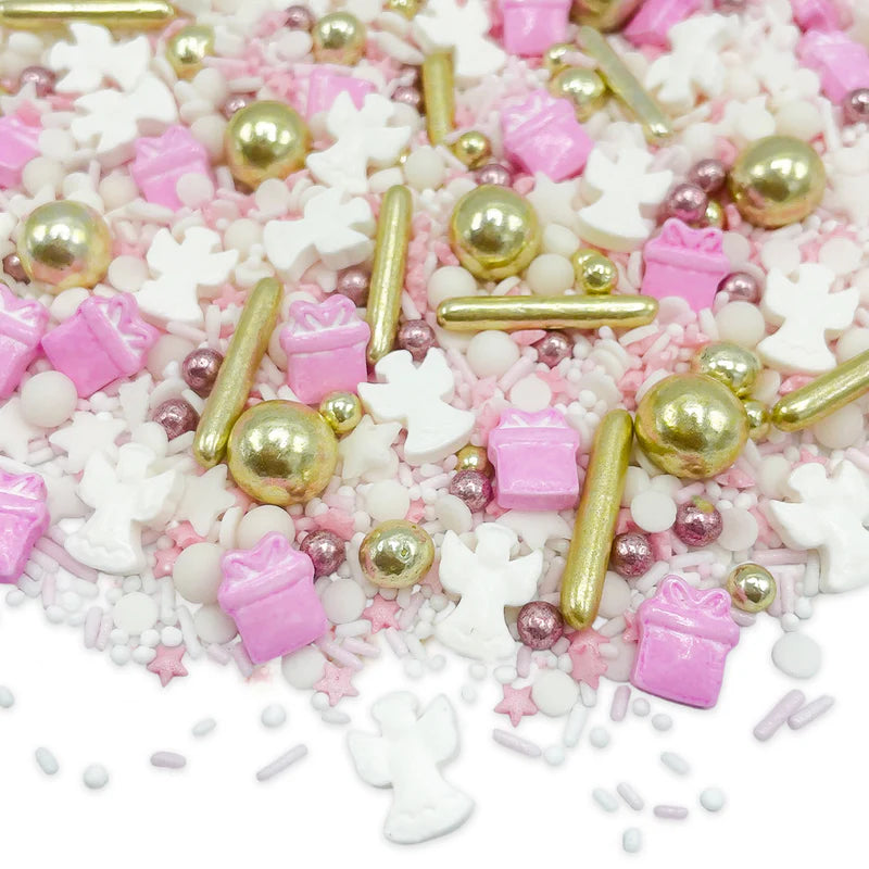 Dreamy Angel sprinkle mix – soft pastel sprinkles for baby showers, birthdays, and elegant baking decorations.