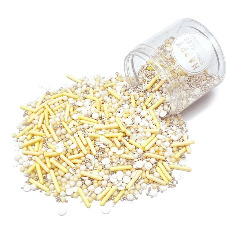 Peaches ‘n Cream sprinkle mix – soft peach and white sprinkles for elegant cookies and cakes.
