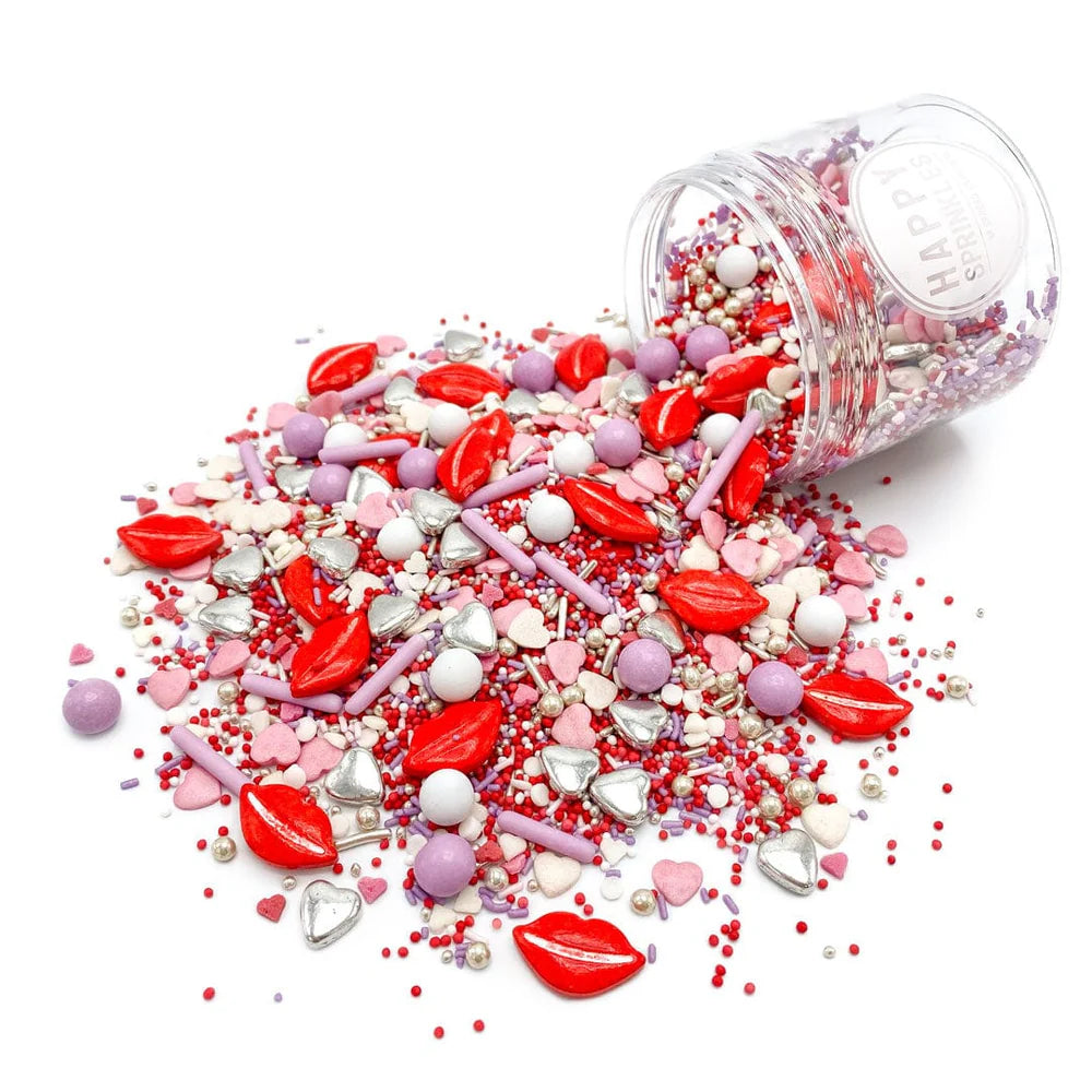 P.S. I Love You sprinkle mix – romantic red, pink, and white sprinkles for Valentine’s Day and wedding cakes.