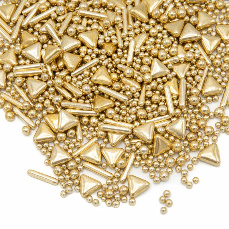 Vintage Gilding sprinkle mix – elegant gold sprinkles for weddings, birthdays, and luxury desserts.