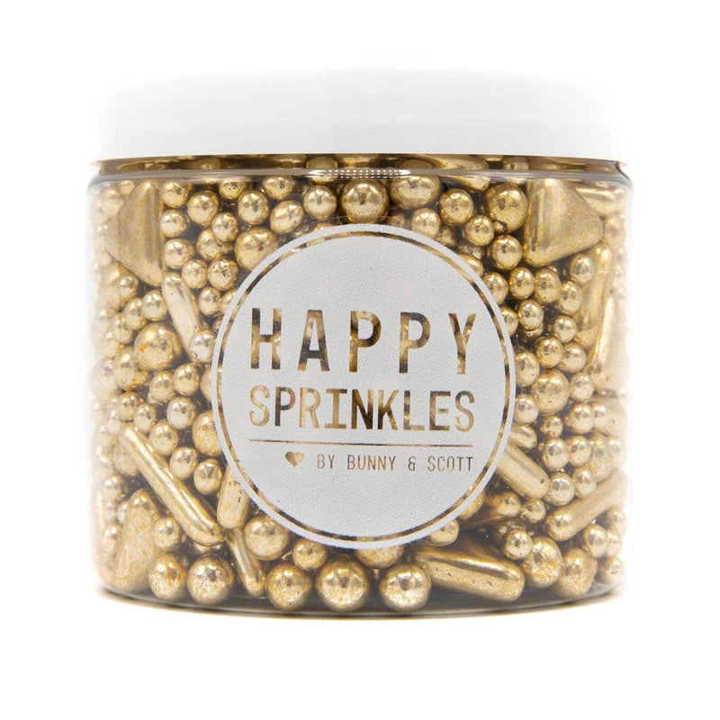 Vintage Gilding sprinkle mix – elegant gold sprinkles for weddings, birthdays, and luxury desserts.