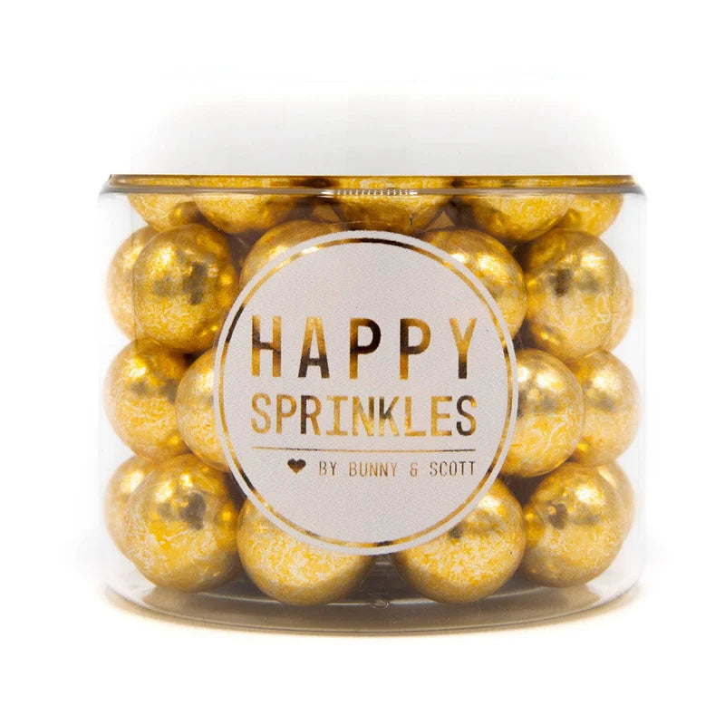 Vintage Gold Choco XXL sprinkles – large metallic gold chocolate sprinkles for luxury cake decorating.