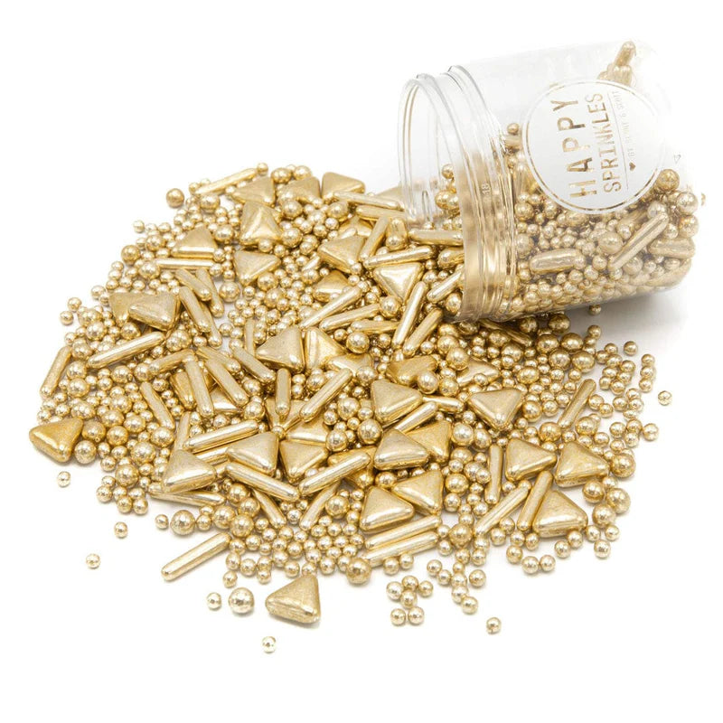 Vintage Gilding sprinkle mix – elegant gold sprinkles for weddings, birthdays, and luxury desserts.