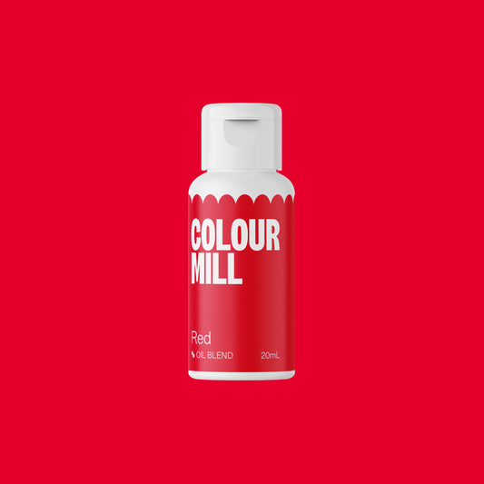 Red bottle labeled 'COLOUR MILL' on a red background