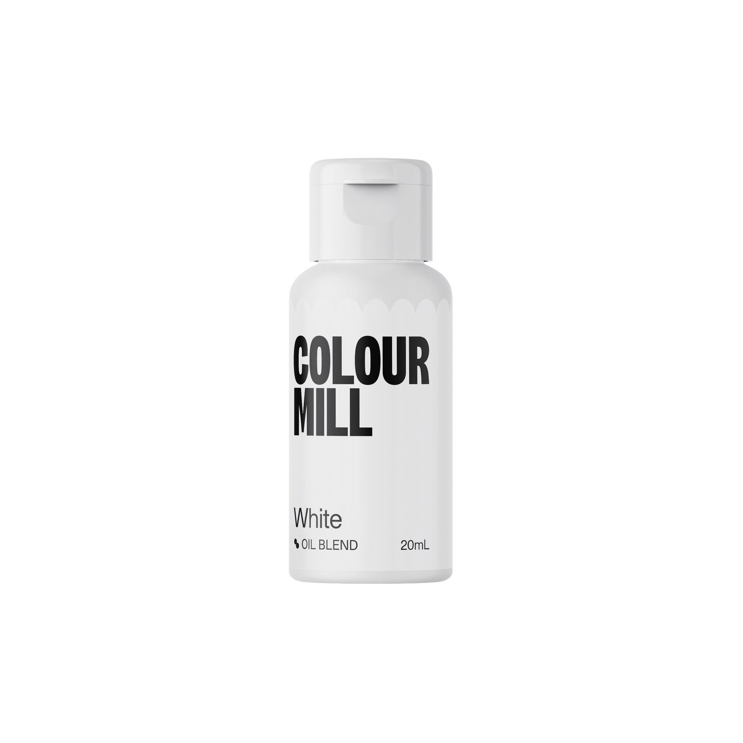 White bottle labeled 'COLOUR MILL' on a white background