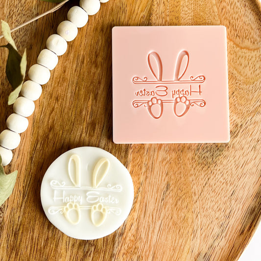 Happy Easter Bunny embossed cookie cutter – a fun and festive design for Easter cookies.