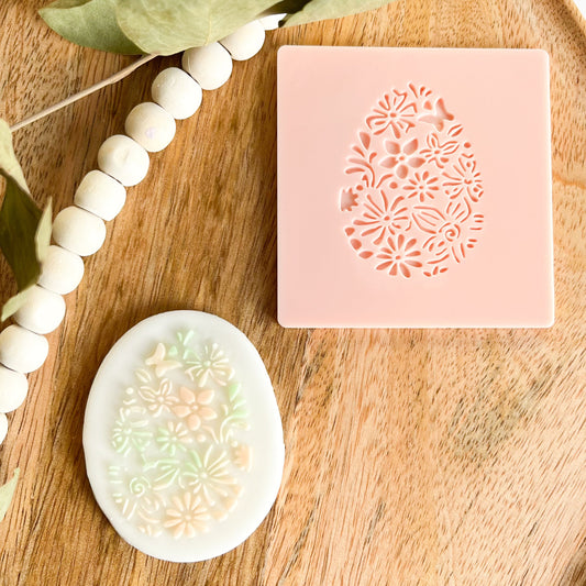 Floral Easter Egg embossed cookie cutter – beautiful floral Easter design for spring baking.