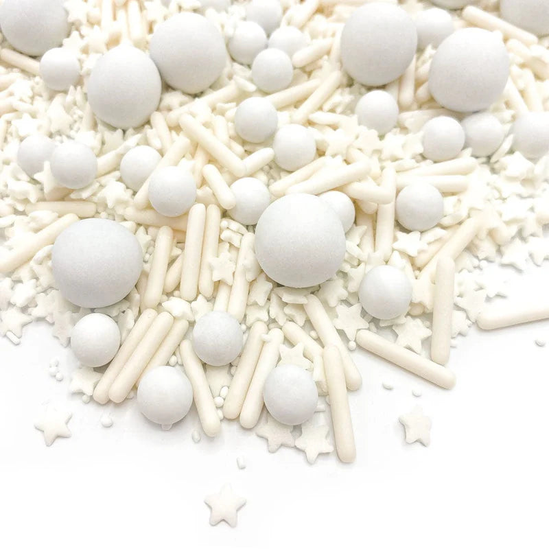 Milky Way sprinkle mix – cosmic galaxy-themed sprinkles with shimmering colors for space-inspired desserts.

