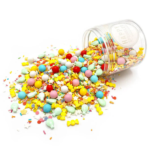 Birthday Parade sprinkle mix – fun and bright sprinkles for birthday cakes, cupcakes, and party treats.

