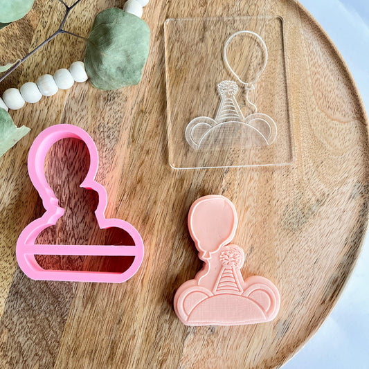 Celebration balloon embossed cookie cutter – great for birthdays, baby showers, and party cookies.