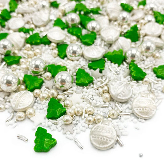 Christmas Eve sprinkle mix – festive red, green, and white sprinkles for Christmas cookies and holiday baking.