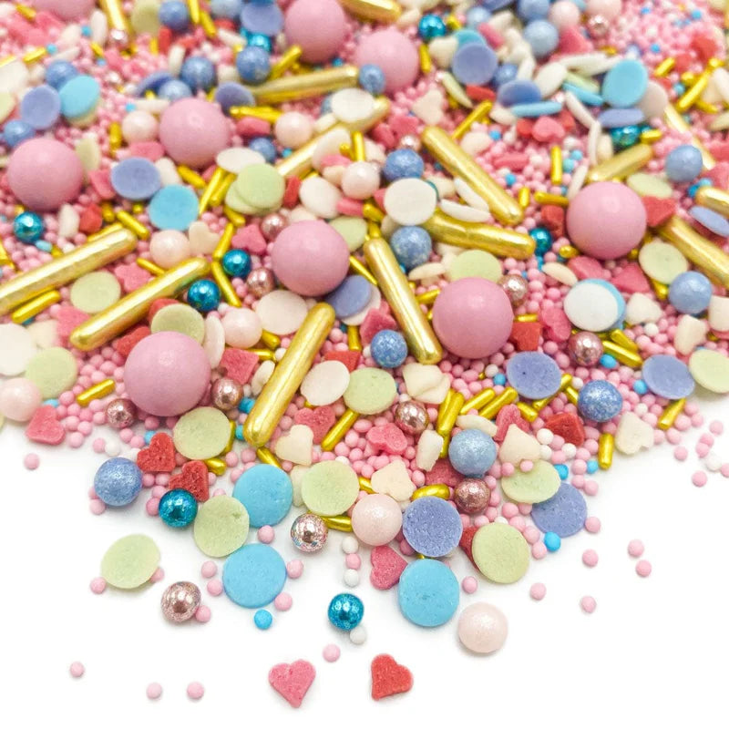 Dancing Queen sprinkle mix – colorful and glittery sprinkles perfect for party cakes and cookies.
