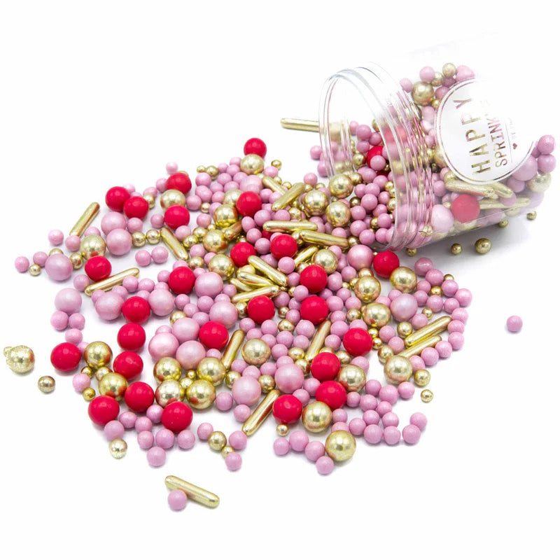 Girl Gang sprinkle mix – vibrant pink and gold sprinkles for birthdays, bridal showers, and fun celebrations.