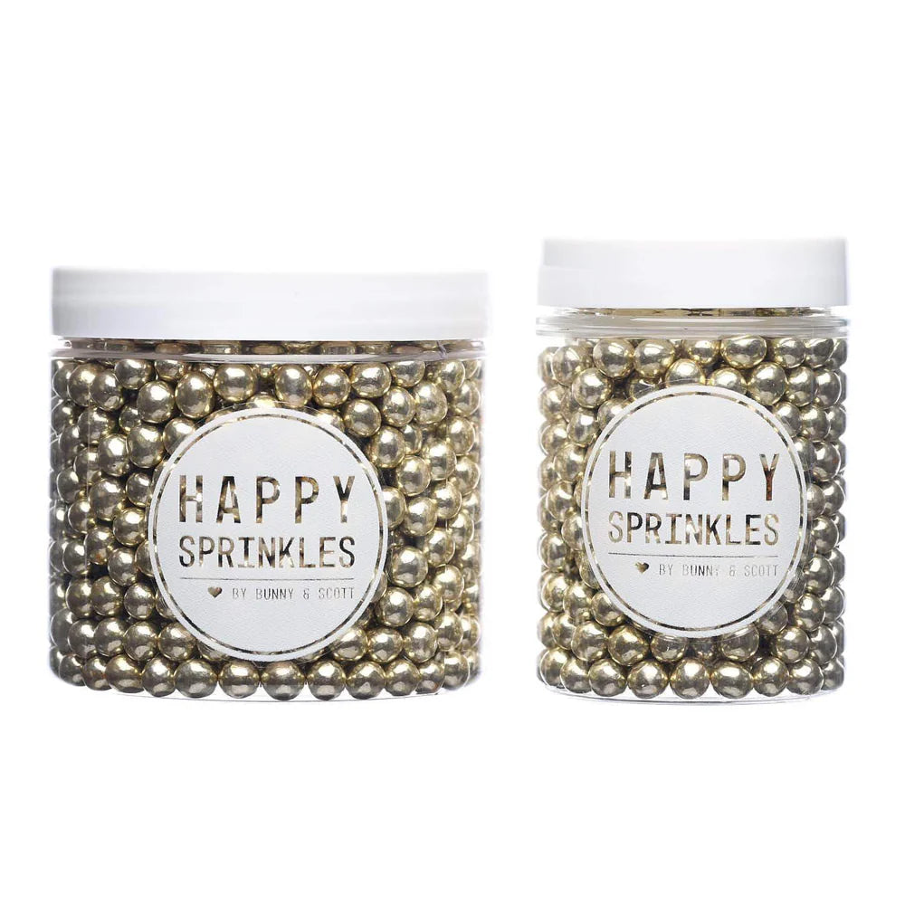 Gold metallic sprinkles – luxurious gold edible decorations perfect for weddings, birthdays, and special occasion desserts.

