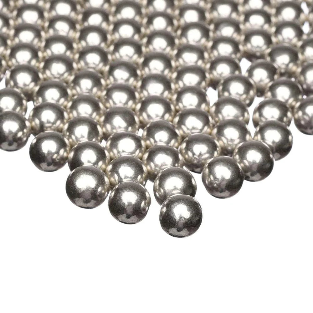Silver metallic chocolate sprinkles – luxurious edible sprinkles for weddings, birthdays, and celebration desserts.
