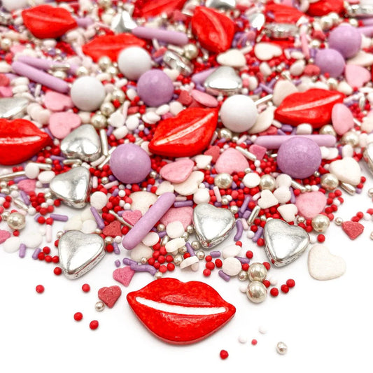 P.S. I Love You sprinkle mix – romantic red, pink, and white sprinkles for Valentine’s Day and wedding cakes.