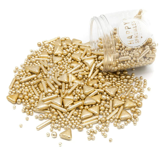 Vintage Gilding sprinkle mix – elegant gold sprinkles for weddings, birthdays, and luxury desserts.
